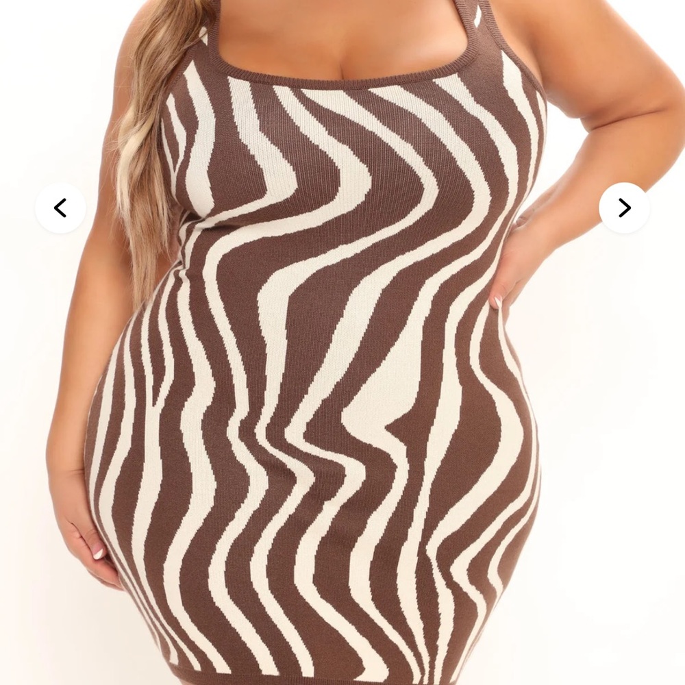 Fashion Nova Brown and White Zebra Mini Dress